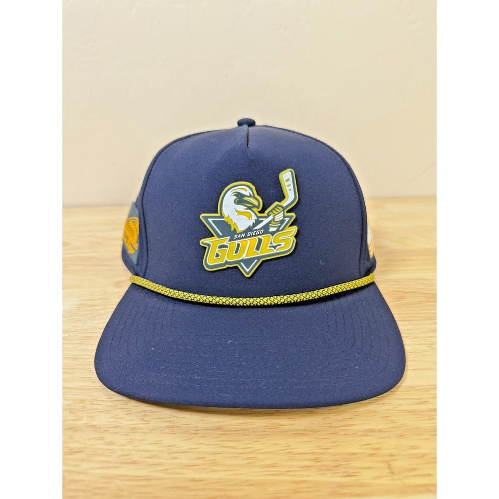 San Diego Gulls x Indian Motorcycle USA Trucker Navy Snap Back Hat New READ
